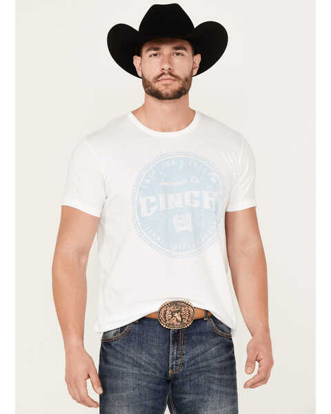 Cinch Men's Logo Short Sleeve Graphic T-Shirt, White, hi-res