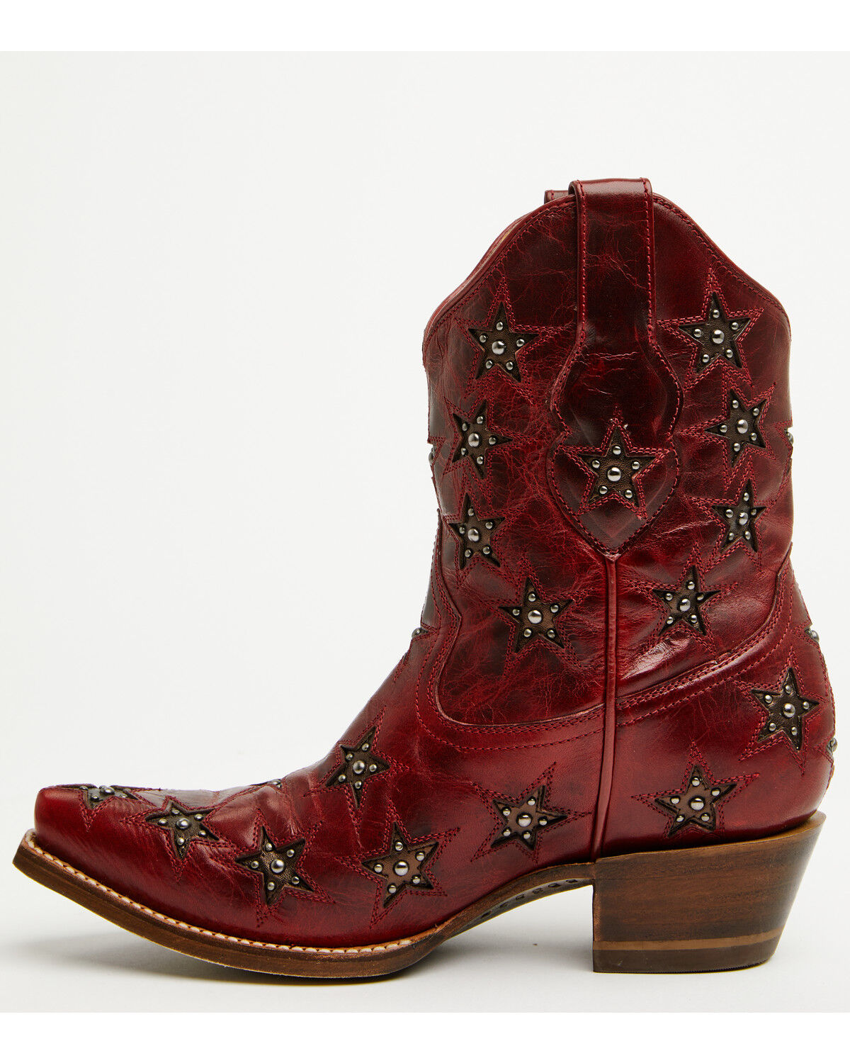 Image #3 - Black Star Women's Marfa Star Studded Western Booties - Snip Toe, Cherry, hi-res