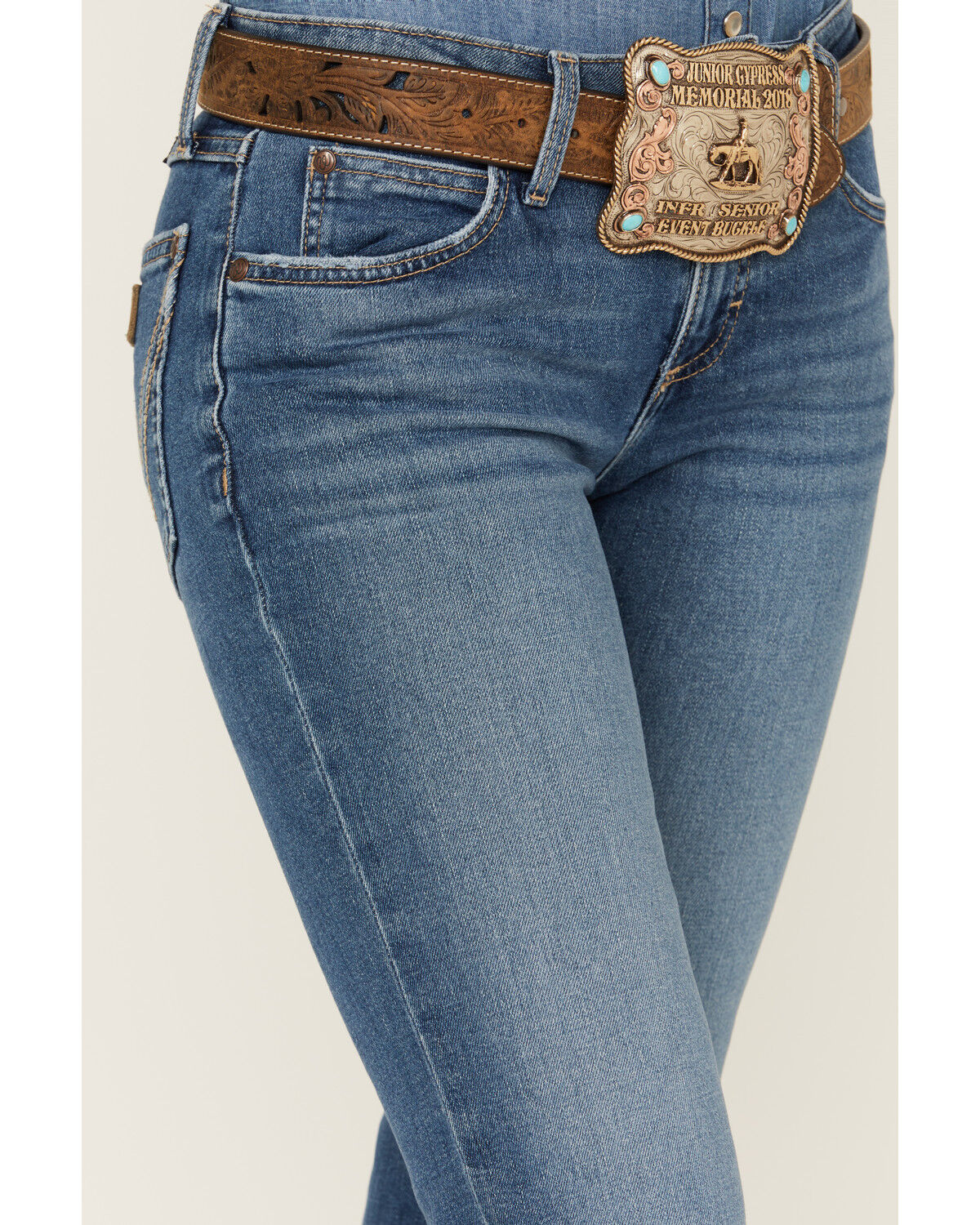 Image #2 - Wrangler Retro Women's Mae Medium Wash Mid Rise Stretch Trouser Jeans, Medium Wash, hi-res