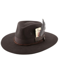 Bullhide Chocolate Unconditional Feather Card Band Premium Wool Felt Western Hat , Chocolate, hi-res
