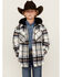Image #1 - Urban Republic Boys' Plaid Print Sherpa Lined Hooded Shirt Jacket, White, hi-res