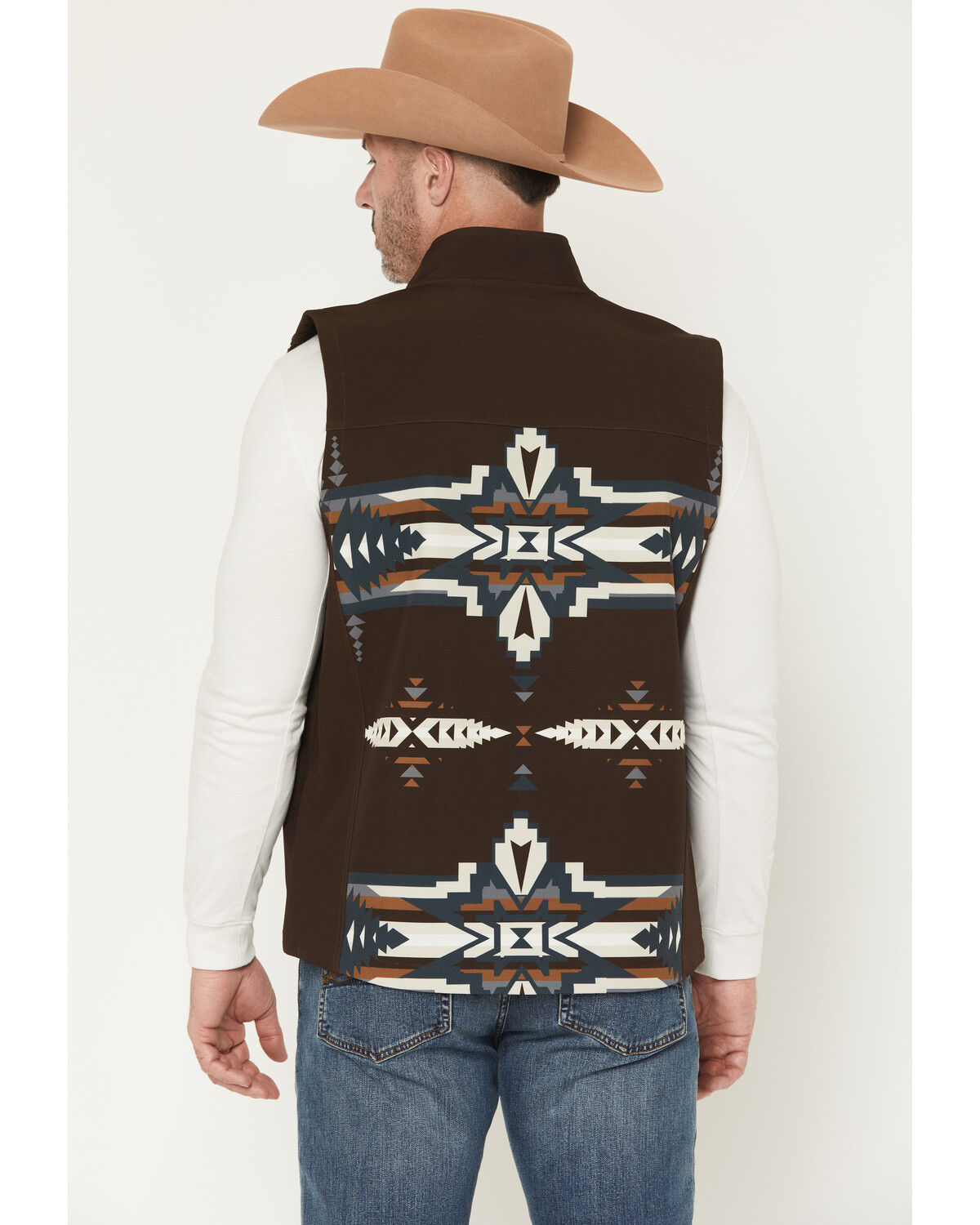 Image #4 - RANK 45® Men's Kapow Southwestern Print Insulated Bomber Vest, Brown, hi-res