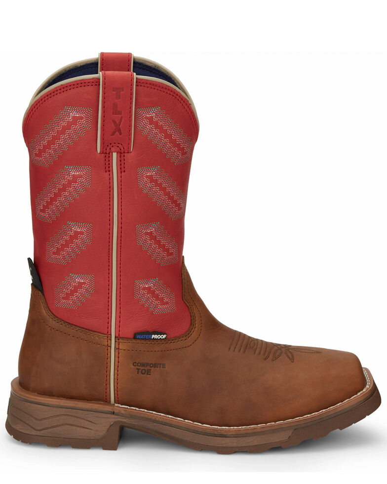 Tony Lama Men's Energy Waterproof Western Work Boots - Composite Toe, Brown, hi-res