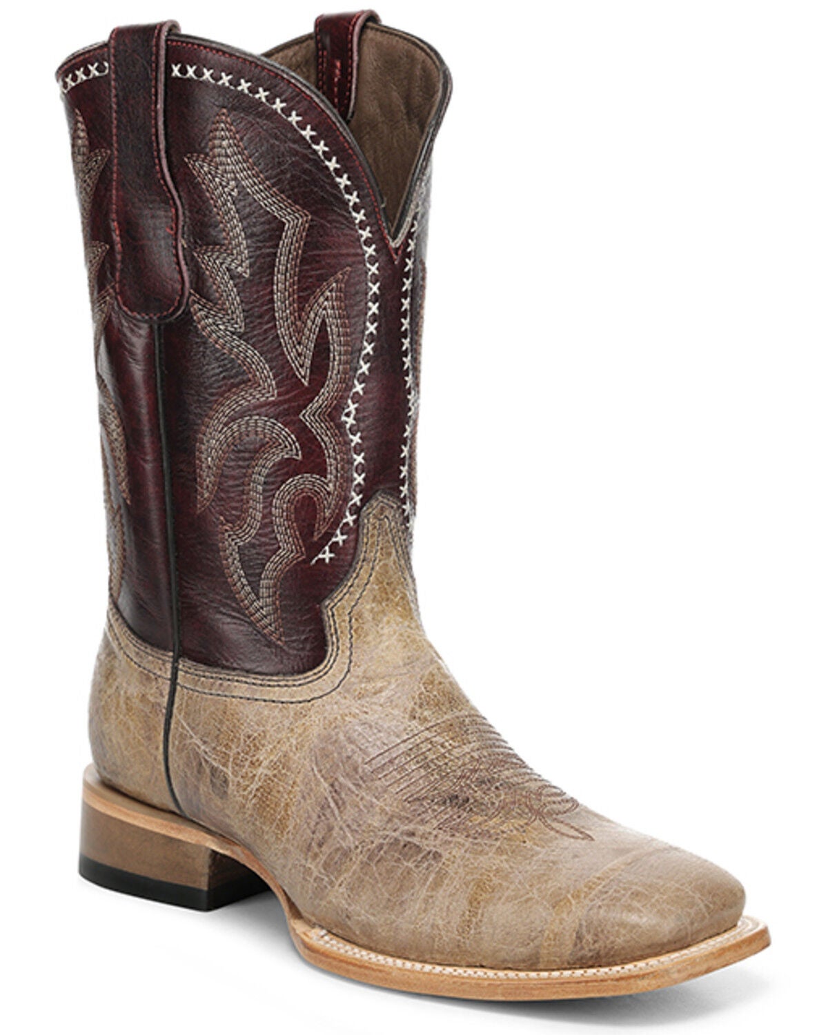 Circle G Men's Western Boots - Broad Square Toe, Red/brown, hi-res