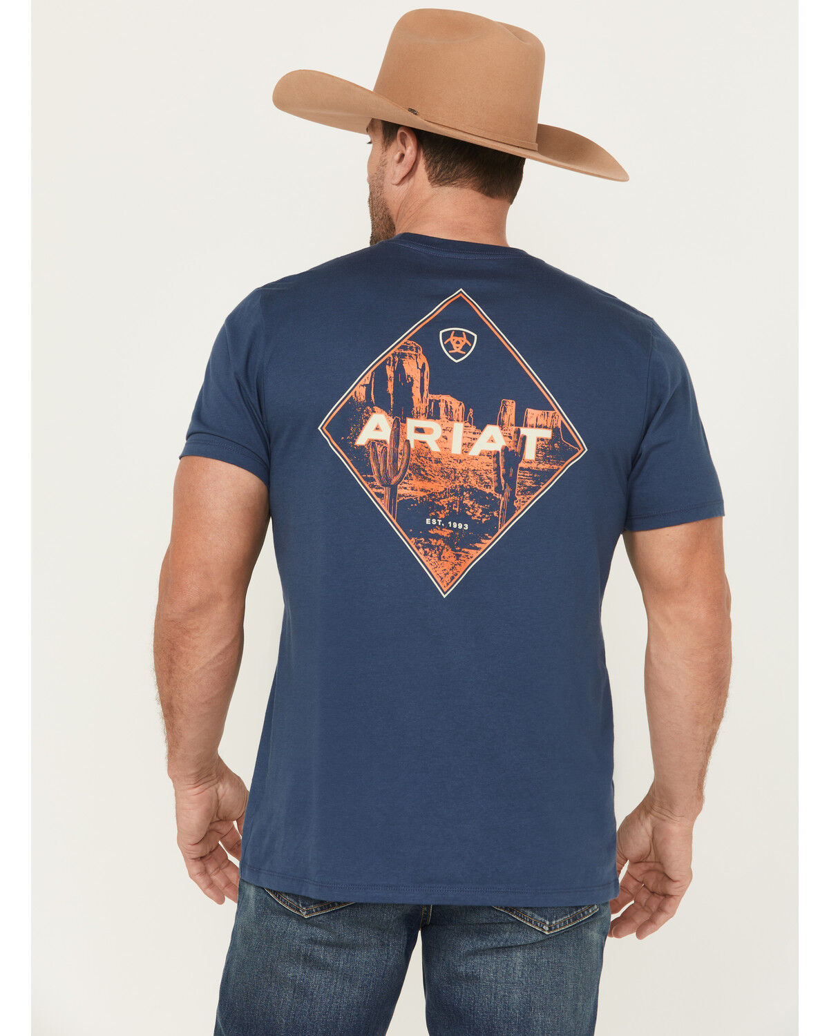 Image #1 - Ariat Men's Diamond Valley Short Sleeve Graphic T-Shirt, Blue, hi-res