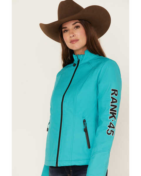 RANK 45 Women's Softshell Jacket, Turquoise, hi-res