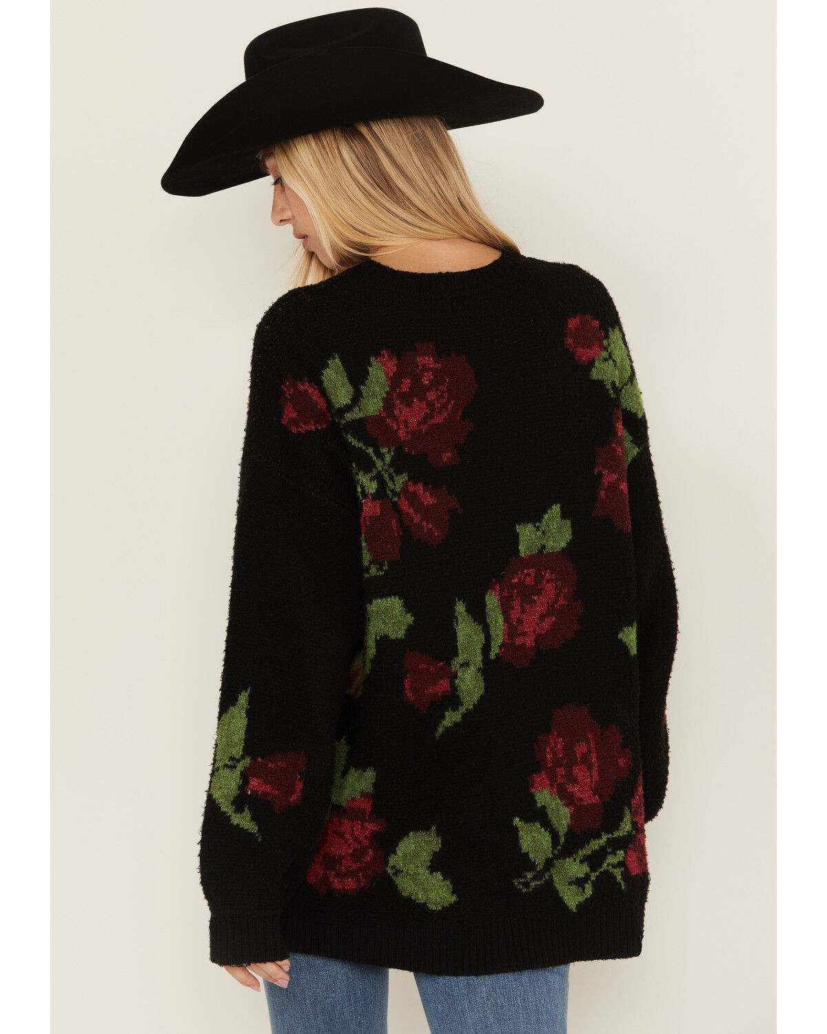 Image #4 - Show Me Your Mumu Women's Rose Print Sweater, Black, hi-res
