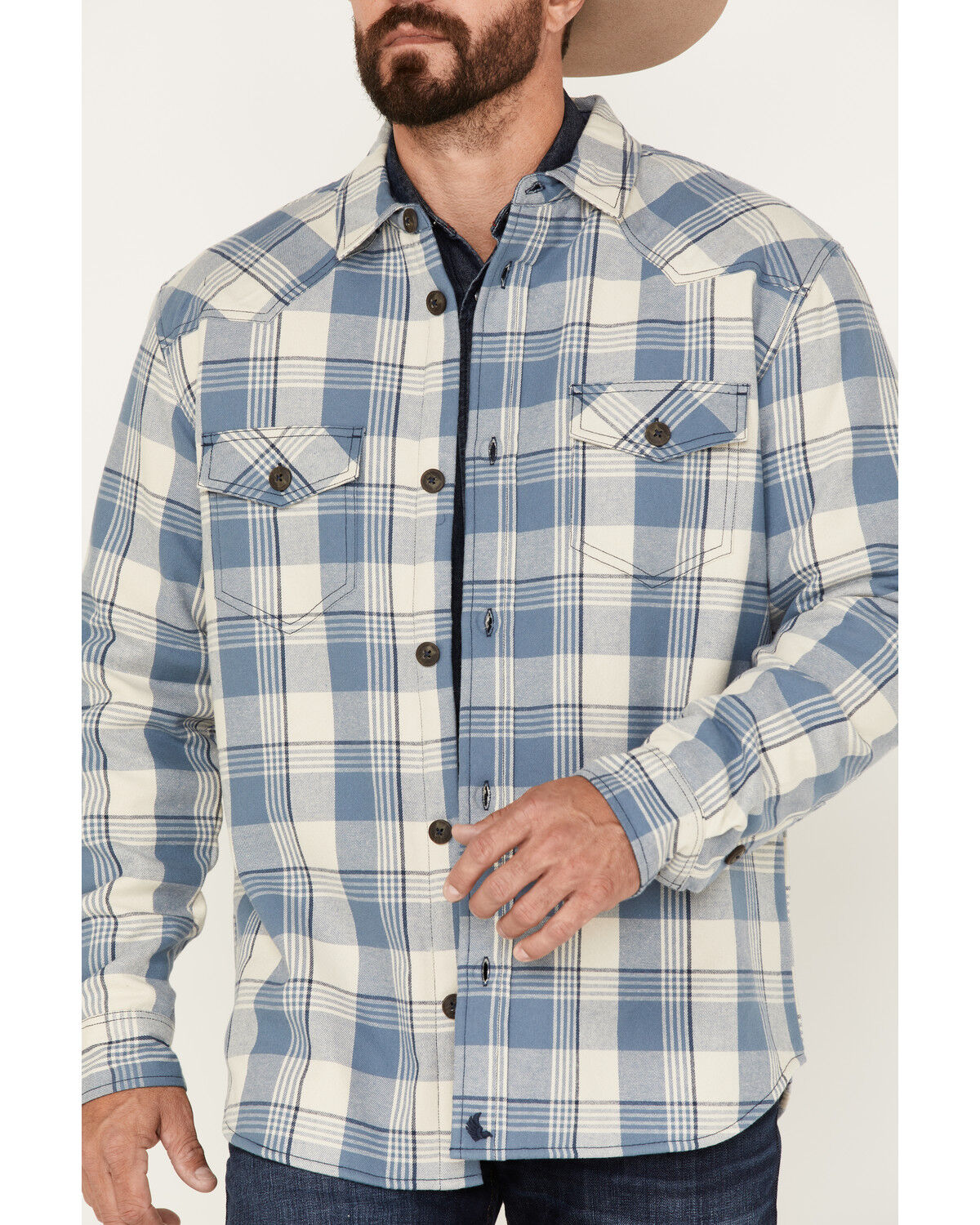 Image #3 - Cody James Men's Oregon Trail Plaid Button-Down Bonded Western Flannel Shirt, Grey, hi-res