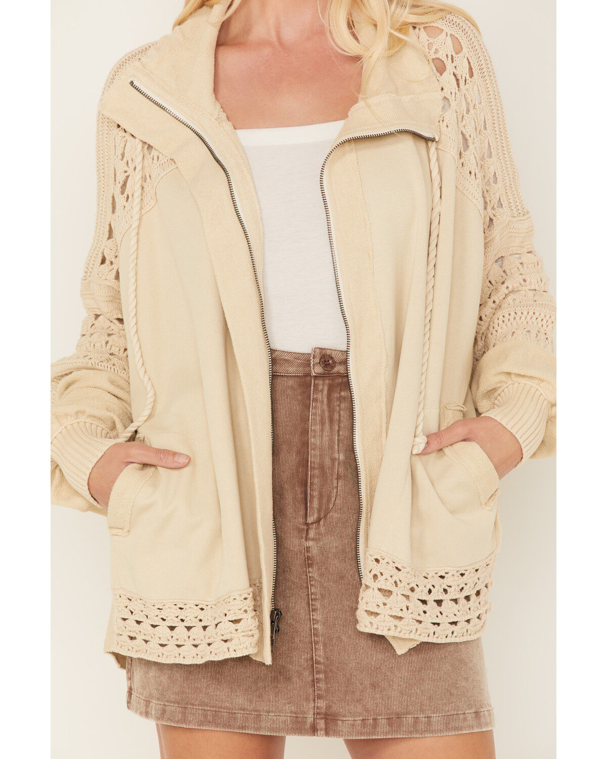 Image #3 - Free People Women's Dune Bug Crochet Cardigan, White, hi-res