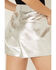 Image #4 - BLANKNYC Women's High Rise Metallic Shorts, Silver, hi-res