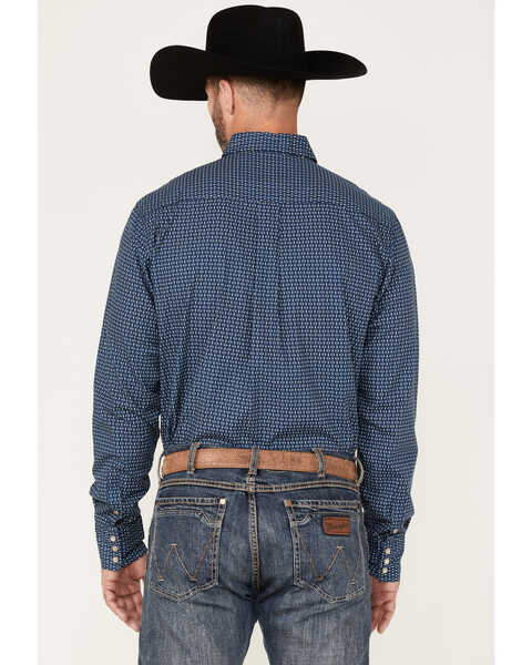 Image #4 - Roper Men's West Made Geo Print Long Sleeve Pearl Snap Western Shirt, Blue, hi-res