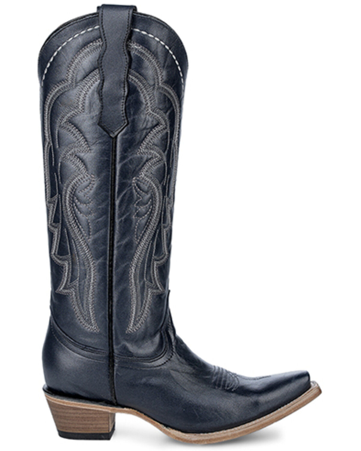 Image #2 - Circle G Women's Embroidered Tall Western Boots - Snip Toe, Dark Blue, hi-res