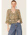 Image #1 - Wild Moss Women's Olive Floral Chiffon Bell Sleeve Blouse, , hi-res