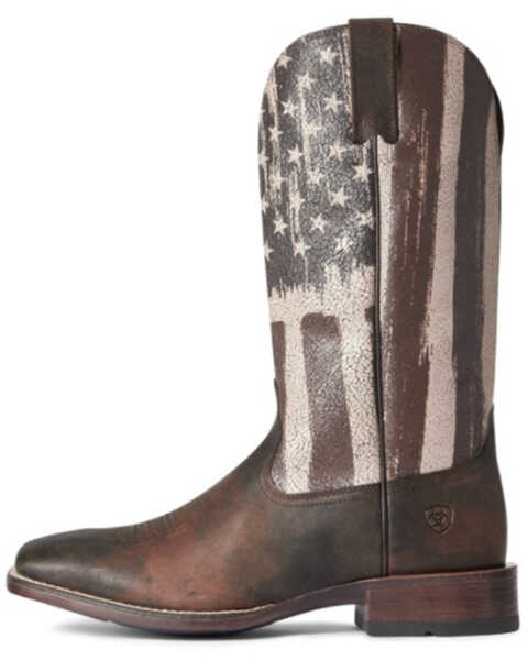 Image #2 - Ariat Men's Taylor Tan Distressed Flag Patriot Ultra Full-Grain Western Boot - Broad Square Toe, Brown, hi-res
