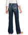 Image #1 - Ariat Girls' R.E.A.L Dark Wash Entwined Dresden Stretch Slim Bootcut Jeans , Indigo, hi-res