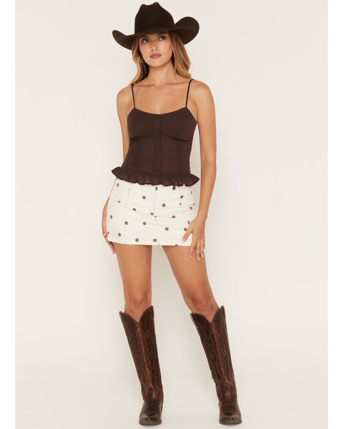 Image #1 - Cleo + Wolf Women's Polka Dot Mini Skort, Ivory, hi-res