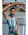 Image #1 - Idyllwind Women's Plaid Print Embroidered Front Sleeveless Snap Western Shirt, Blue, hi-res