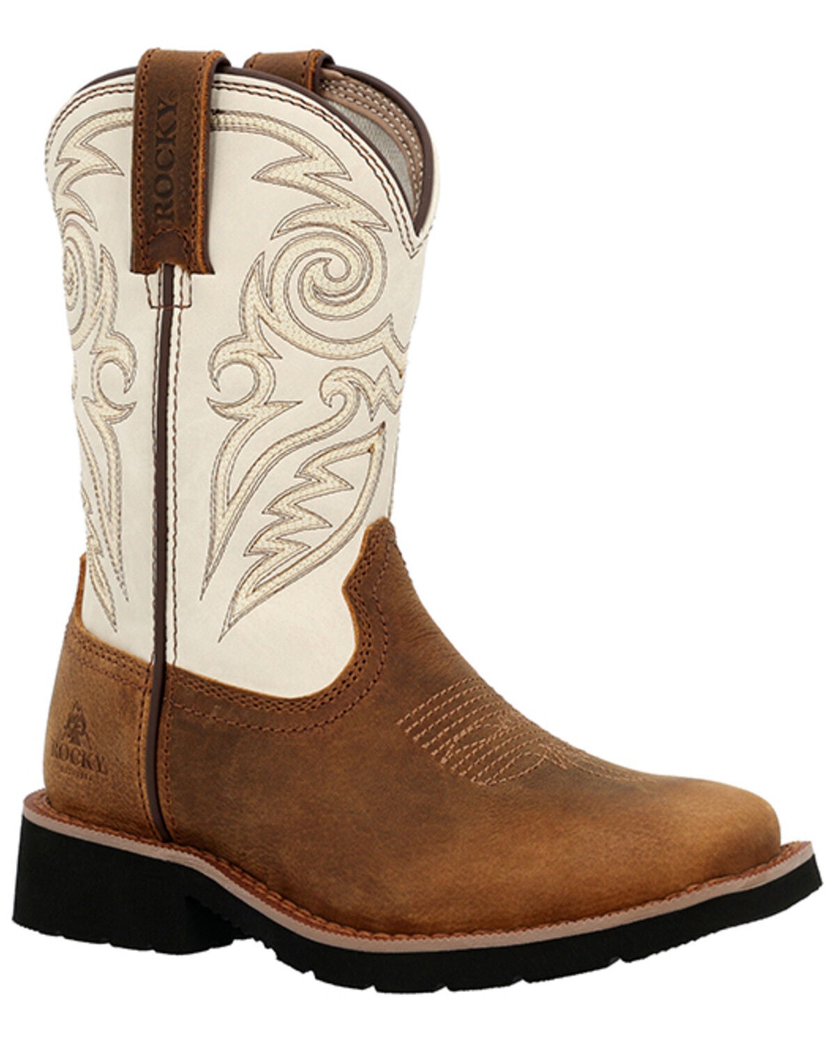 Rocky Little Boys' Monocrepe Western Boots - Broad Square Toe, Ivory, hi-res