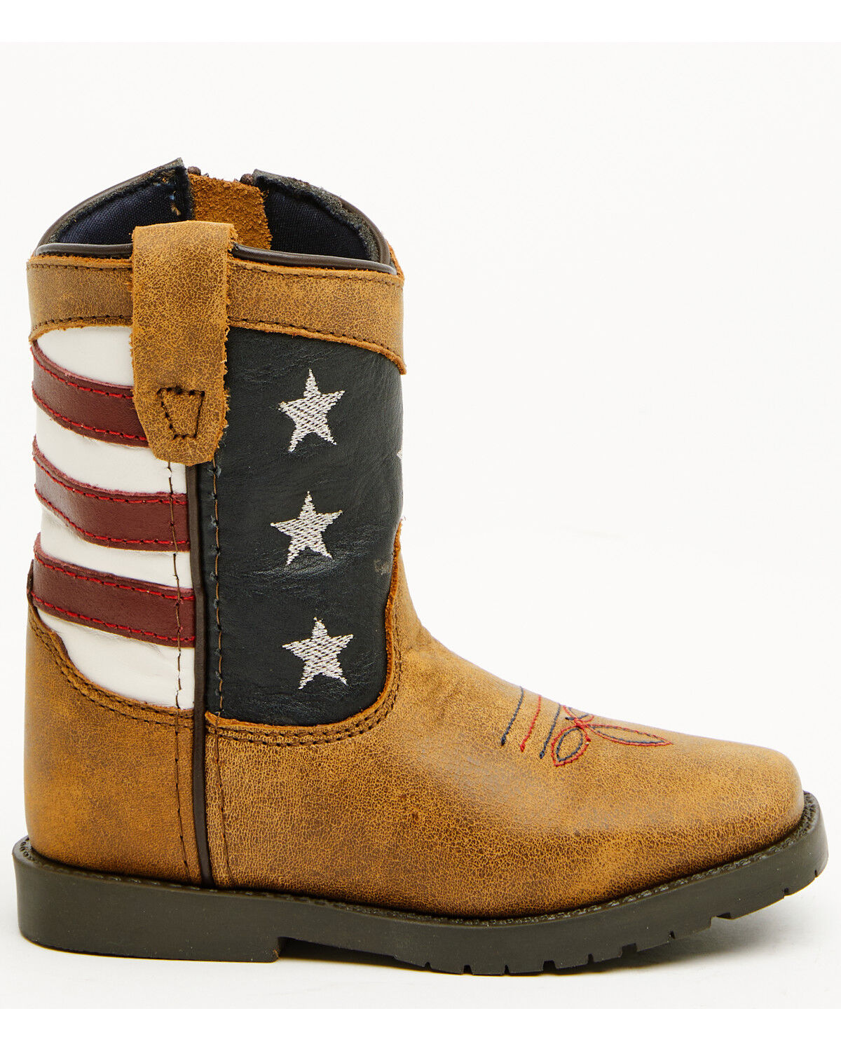 Image #2 - Smoky Mountain Toddler Stars and Stripes Western Boots - Square Toe, Distressed Brown, hi-res