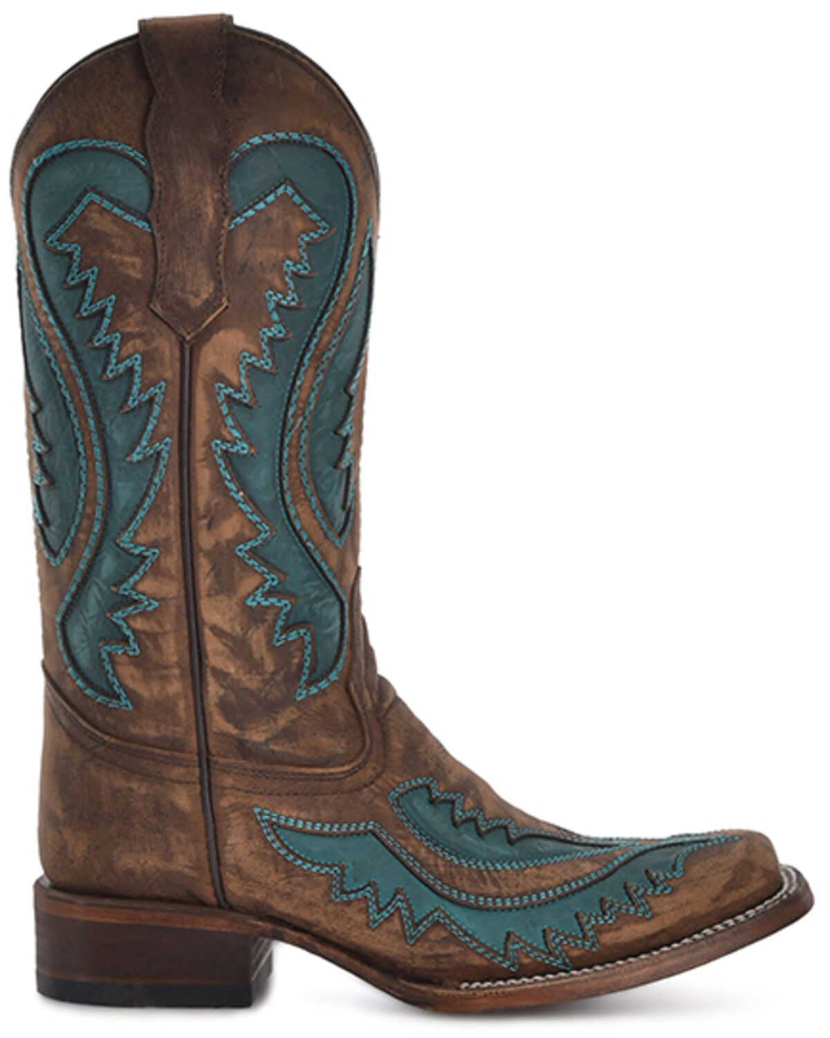 Image #2 - Circle G Women's Inlay Embroidered Western Boots - Square Toe, Brown, hi-res
