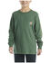 Image #1 - Carhartt Boys' Solid Logo Long Sleeve Pocket T-Shirt, Green, hi-res
