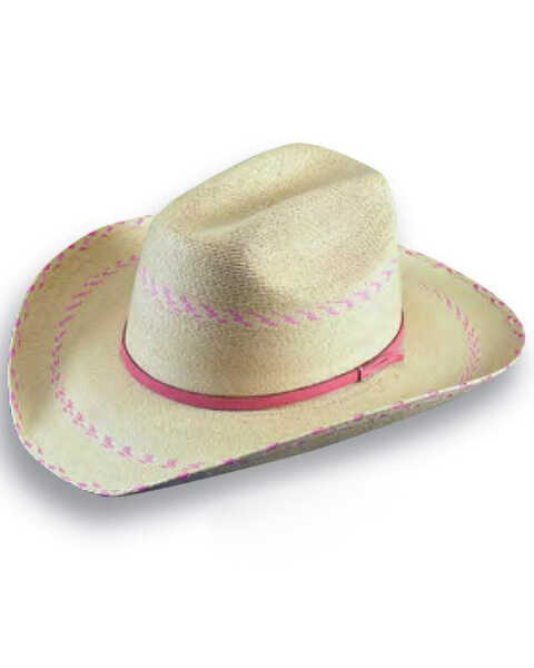 Atwood Hat Co Girls' Pinto Palm Leaf Cowgirl Hat, Natural, hi-res