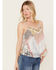 Image #2 - Wild Moss Women's Patchwork Print Crochet Trim Top, Ivory, hi-res