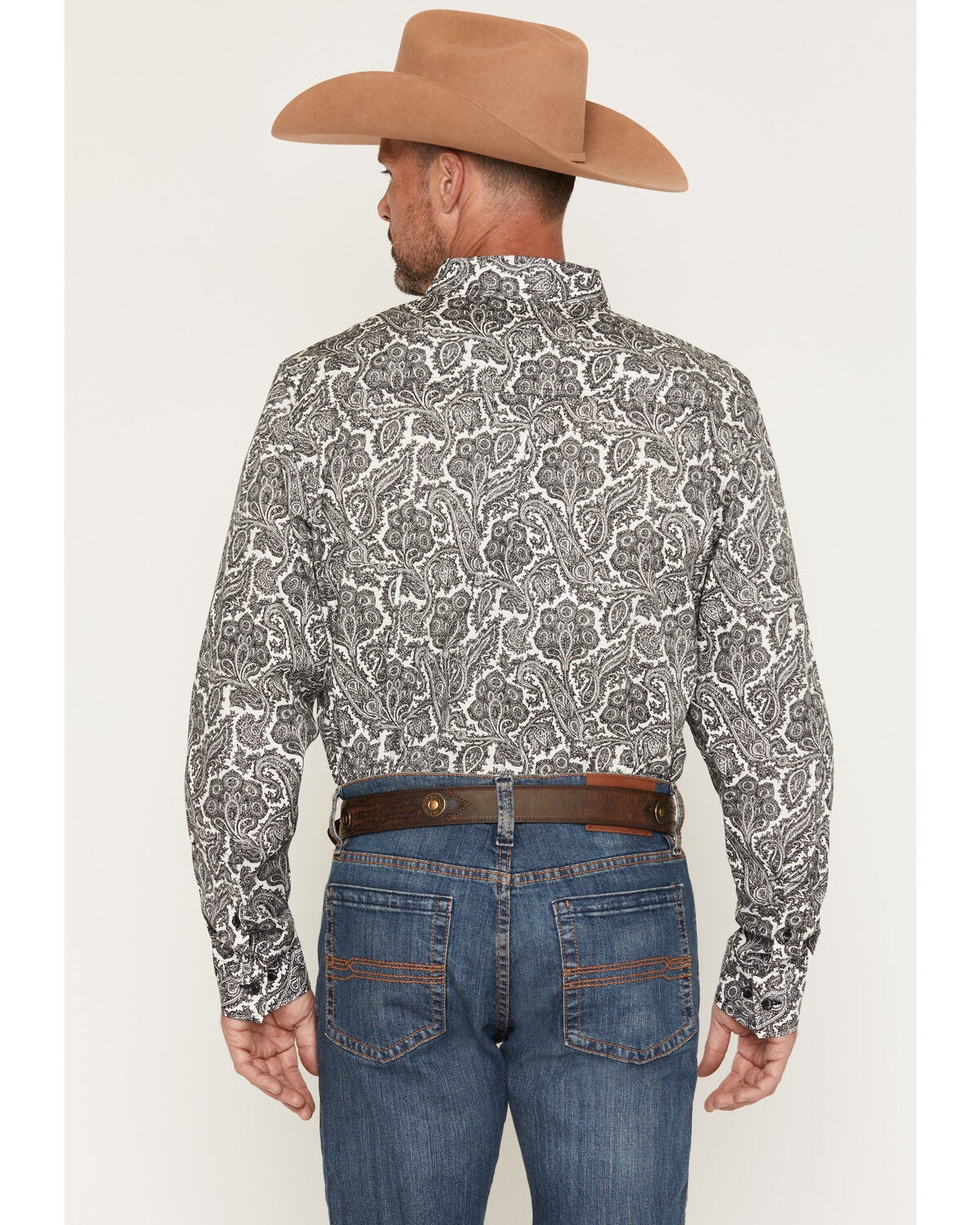 Image #4 - Cody James Men's Botanical Paisley Print Long Sleeve Button-Down Stretch Western Shirt - Tall, Black, hi-res
