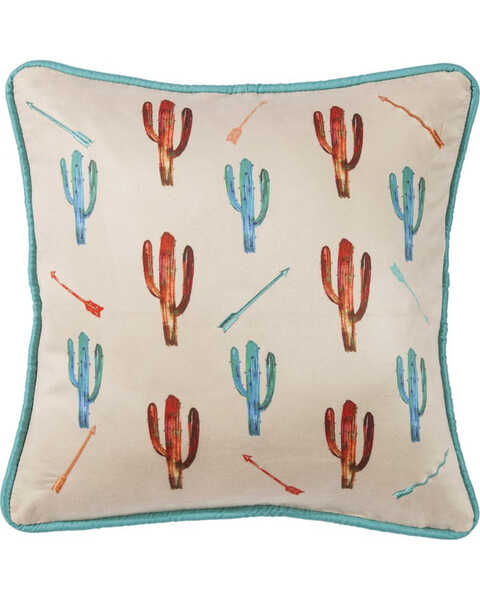 HiEnd Accents Cream Cactus Embroidered Pillow , Cream, hi-res