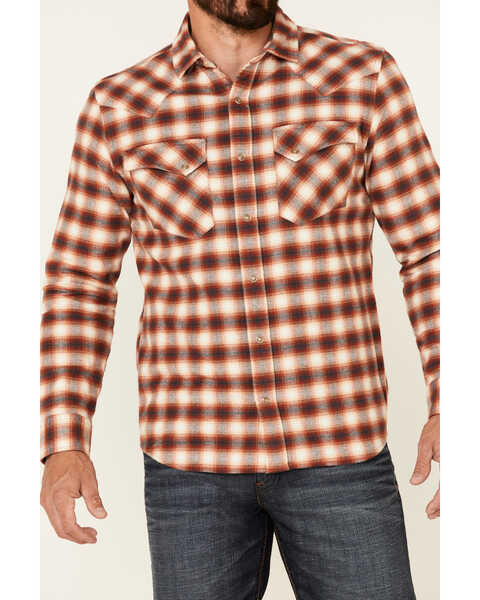 Image #3 - Pendleton Men's Red Wyatt Small Plaid Long Sleeve Snap Western Shirt , Red, hi-res