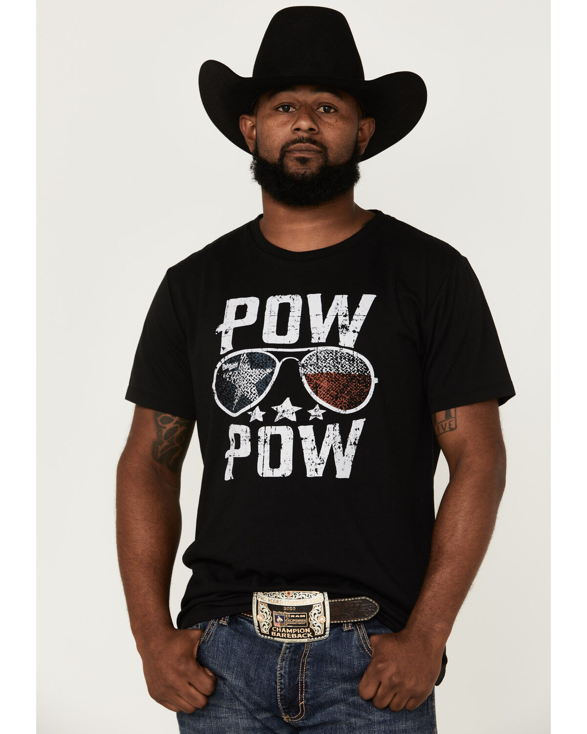 Image #1 - Dale Brisby Men's Pow Pow Sunglasses Graphic Short Sleeve T-Shirt, Black, hi-res
