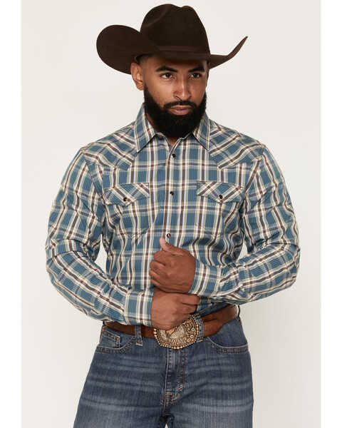 country dress shirts Cinch Boy's Solid Teal Button Down Shirt fathers day shirts for men Wrangler Men's Checotah Long Sleeve