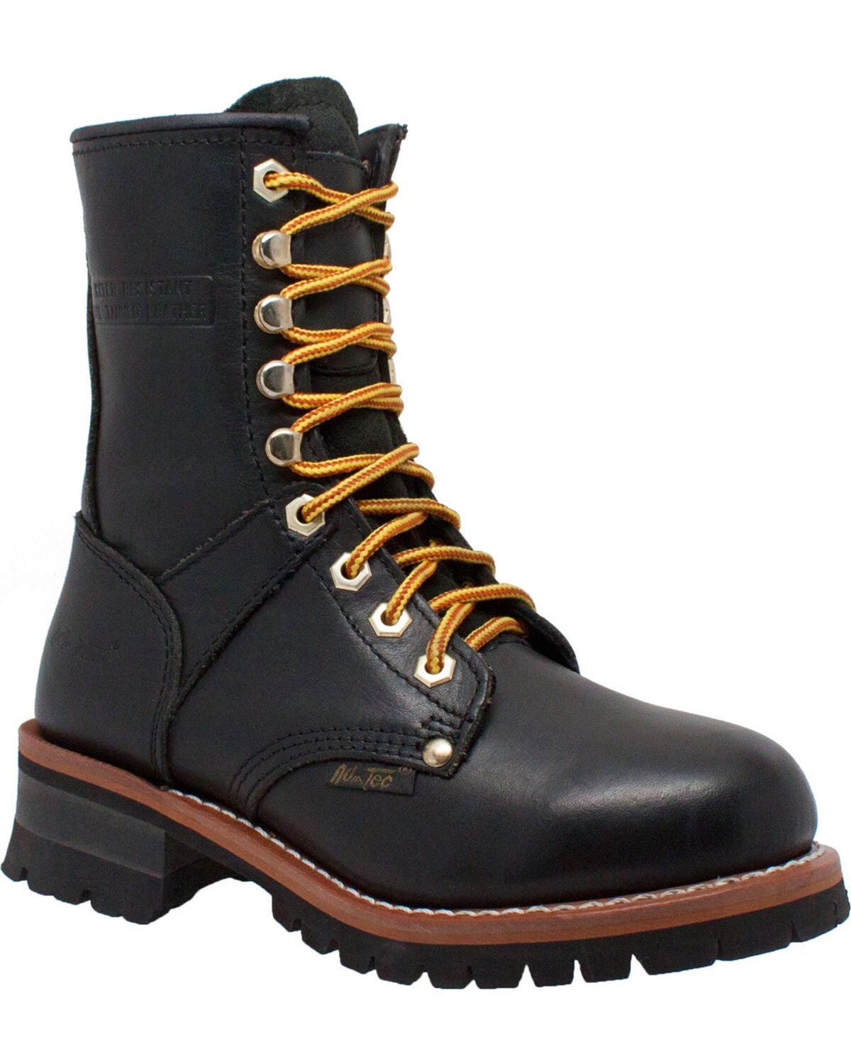 Ad Tec Women's 9" Black Leather Logger Boots - Soft Toe, Black, hi-res