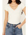 Image #3 - Shyanne Women's V Neck Short Sleeve Stretch Knit Top, Cream, hi-res