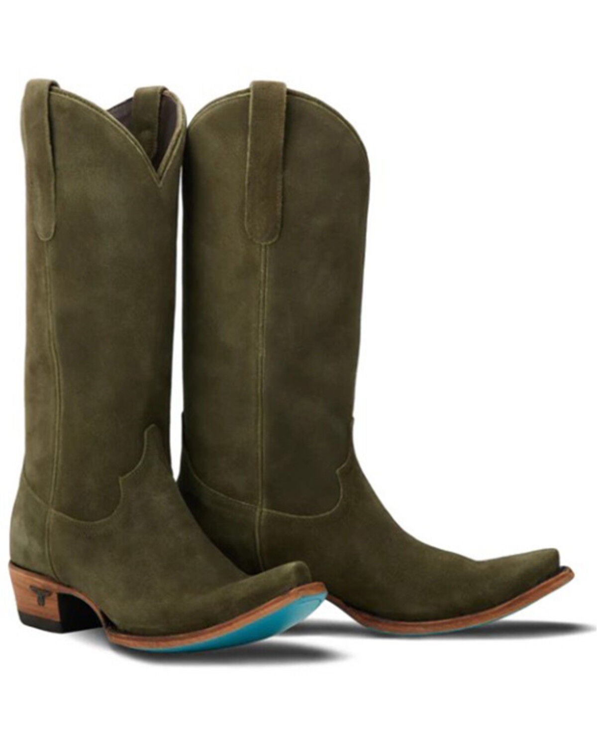 Lane Women's Emma Jane Suede Tall Western Boots - Snip Toe, Olive, hi-res