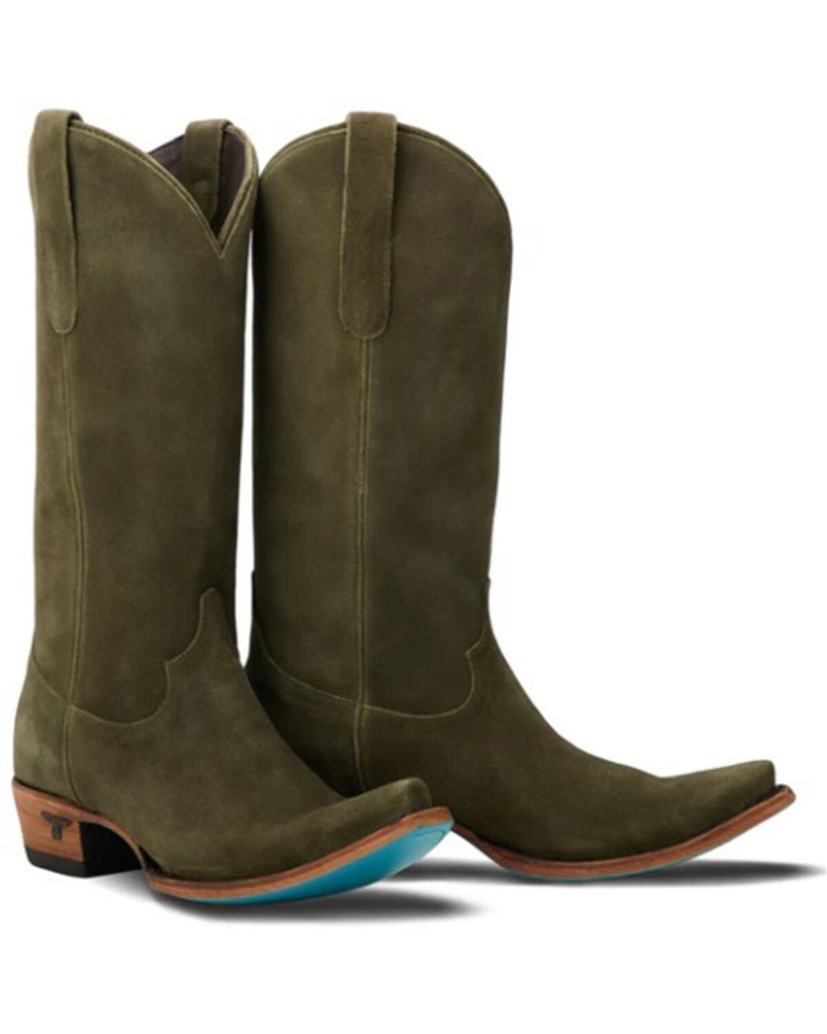 Image #1 - Lane Women's Emma Jane Suede Tall Western Boots - Snip Toe, Olive, hi-res