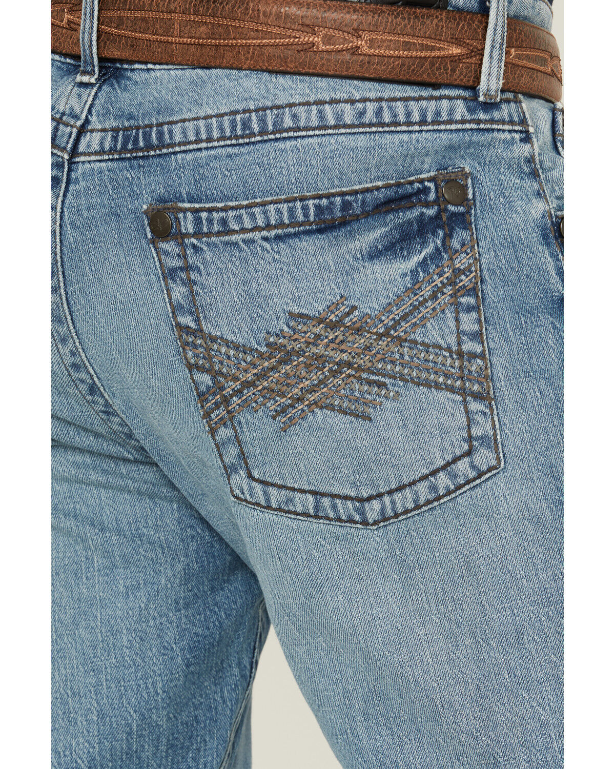 Image #4 - Rock 47 by Wrangler Men's Red Valley Light Medium Wash Slim Straight Stretch Denim Jeans, Light Wash, hi-res