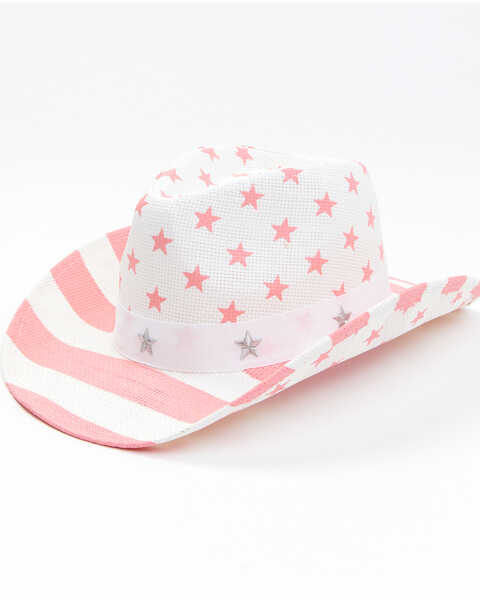 Shyanne Little Girls' Justice Straw Western Hat, Pink, hi-res