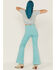 Rolla's Women's High Rise Eastcoast Corduroy Flare Jeans, Teal, hi-res