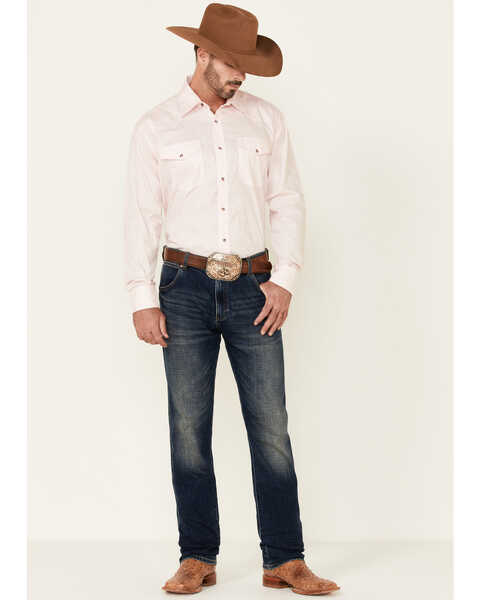 Roper Men's Amarillo Collection Solid Long Sleeve Western Shirt, Pink, hi-res