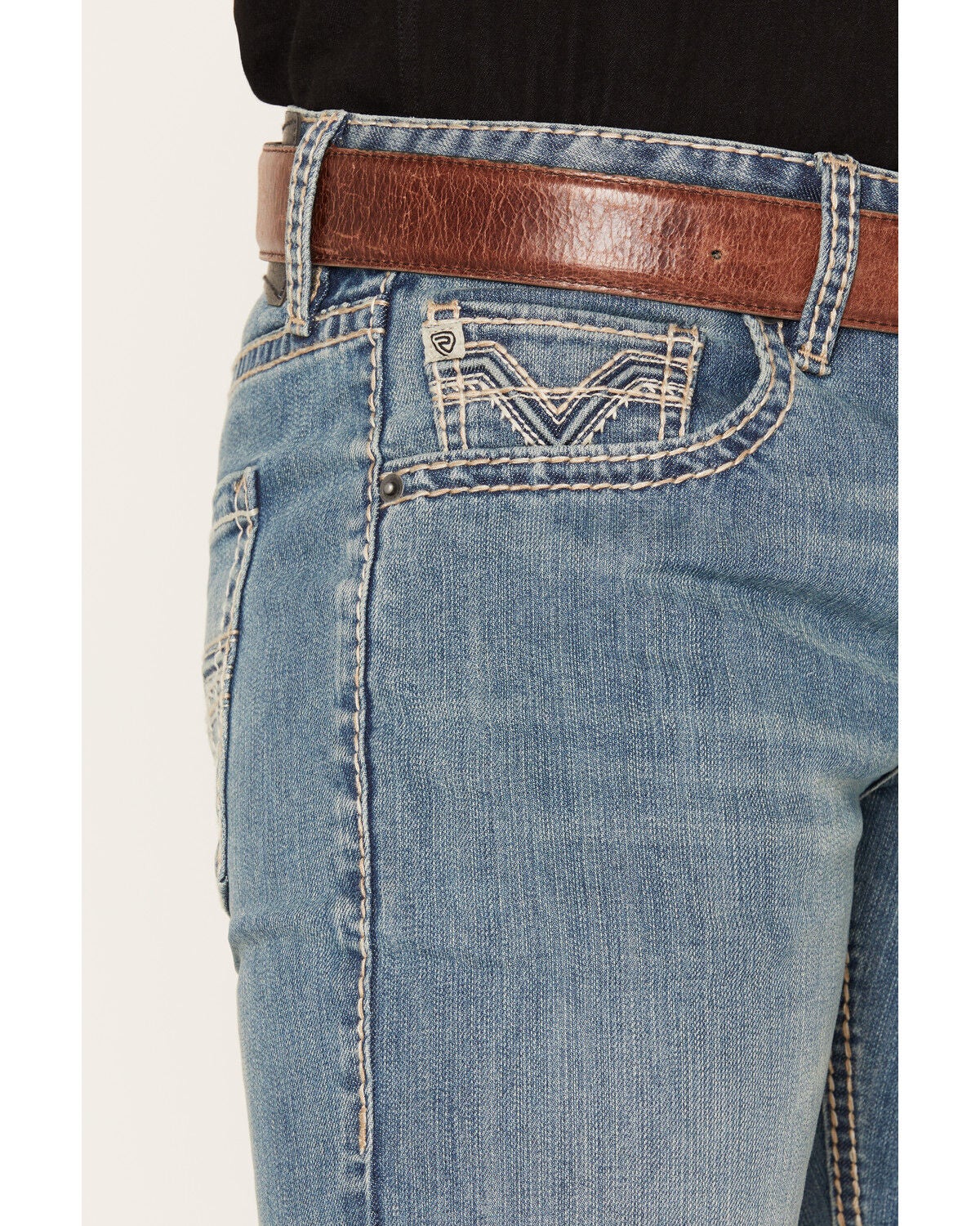 Image #2 - Rock & Roll Denim Men's Boot Barn Exclusive Pistol Medium Wash Bootcut Stretch Denim Jeans, Medium Wash, hi-res
