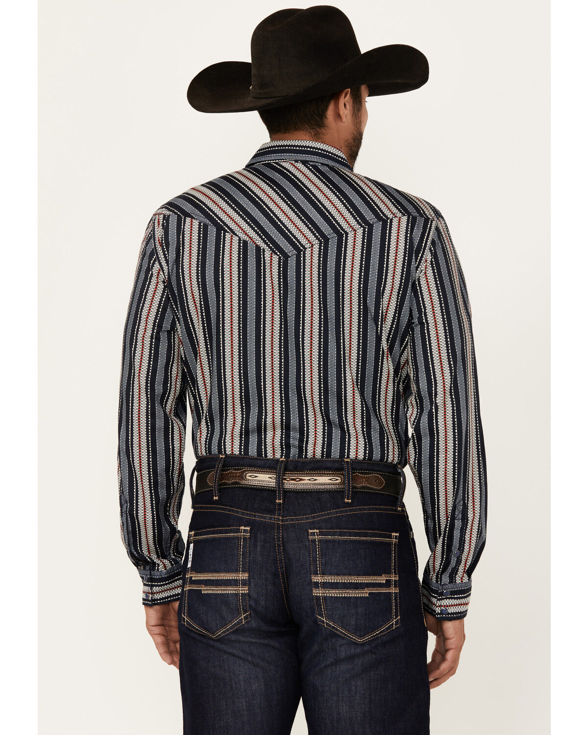 Image #4 - Cody James Men's Harvest Striped Long Sleeve Snap Western Shirt, Navy, hi-res