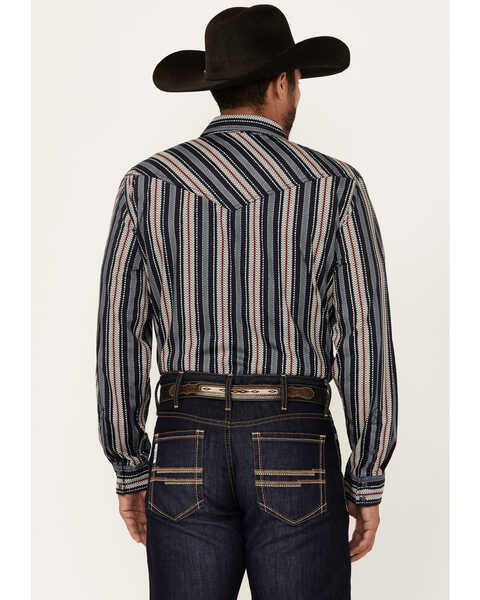 Image #4 - Cody James Men's Harvest Striped Long Sleeve Snap Western Shirt , Navy, hi-res