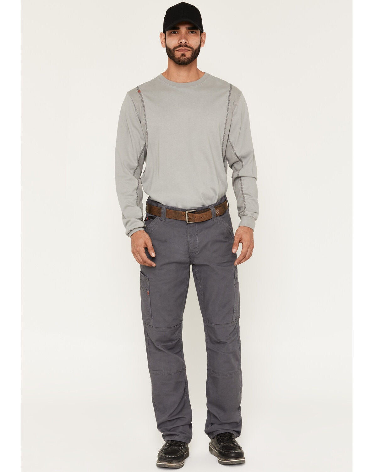 Ariat Men's Grey FR M5 Duralight Stretch Canvas Straight Work Pants - Big, Grey, hi-res
