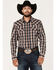 Image #1 - Gibson Men's Mineshaft Plaid Snap Western Shirt , Brown, hi-res