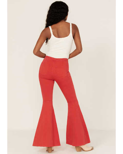 Image #3 - Free People Women's Just Float On High Rise Flare Jeans, Red, hi-res