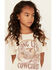 Image #2 - La La Land Girls' Long Live Cowgirls Short Sleeve Graphic Tee, Cream, hi-res