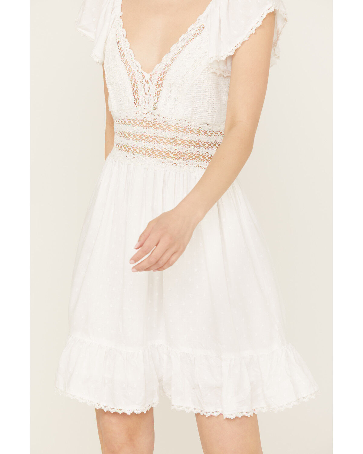 Image #3 - Angie Women's Crochet Front Mini Dress, White, hi-res