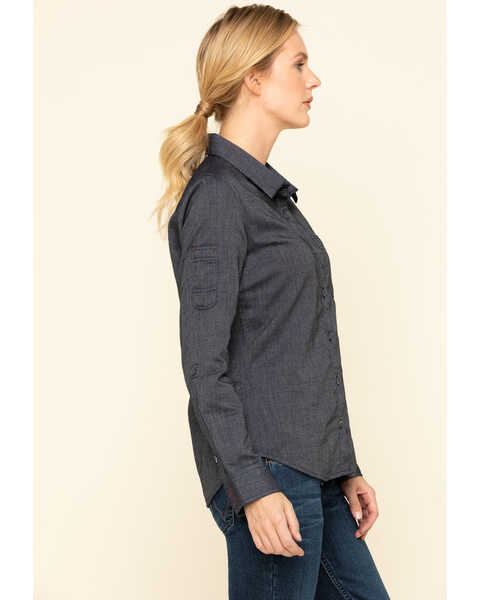 Dovetail Workwear Women's Indigo Herringbone Givens Work Shirt, Indigo, hi-res