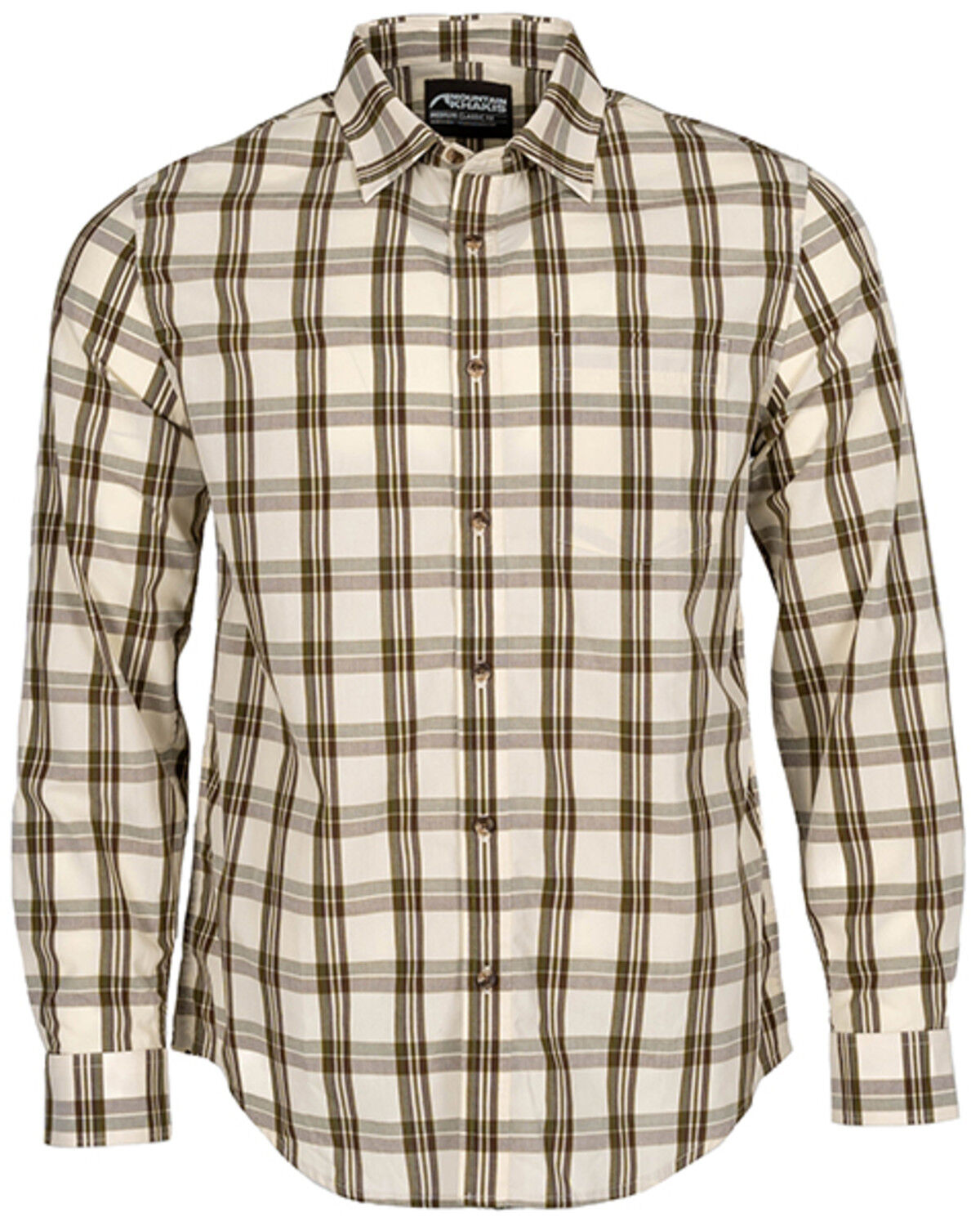 Image #1 - Mountain Khakis Men's Homestead Plaid Print Long Sleeve Button-Down Flannel Shirt, Brown, hi-res